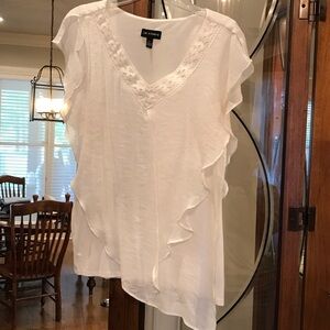 M.STUDIO Elegant White Ruffle Blouse